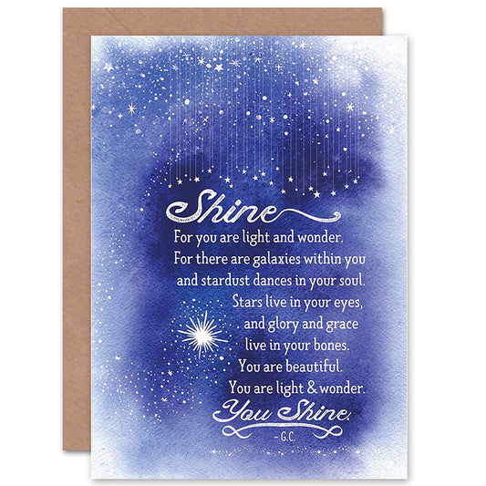 Quote Shine Ren Kid Love Stars Quote Greetings Card