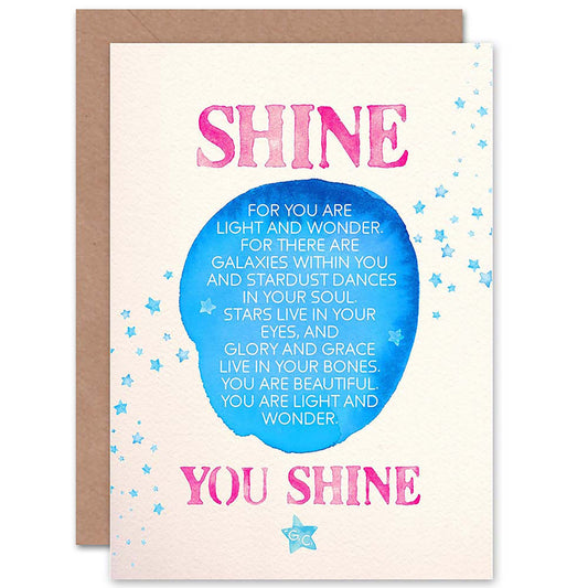 Quote Shine Kids Love Pink Stars Quote Greetings Card