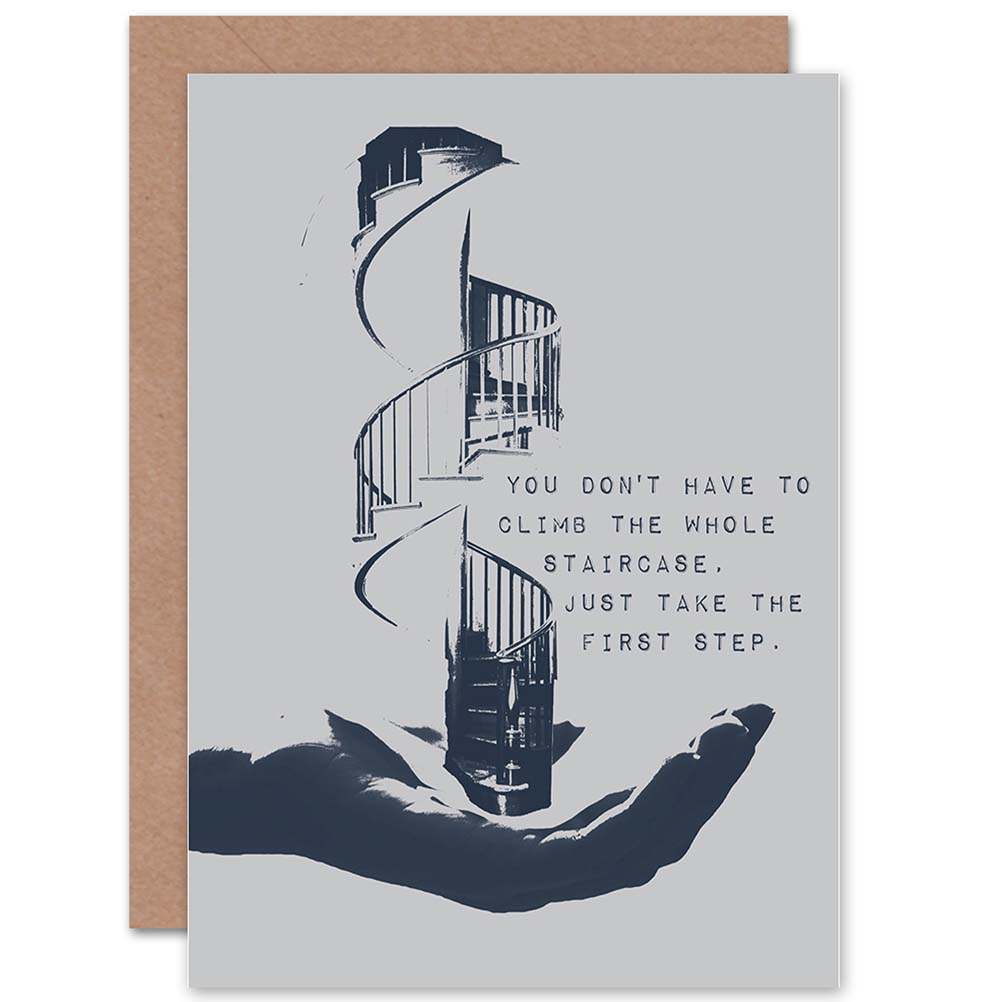 Motivational Quote Take First Step Quote Greetings Card