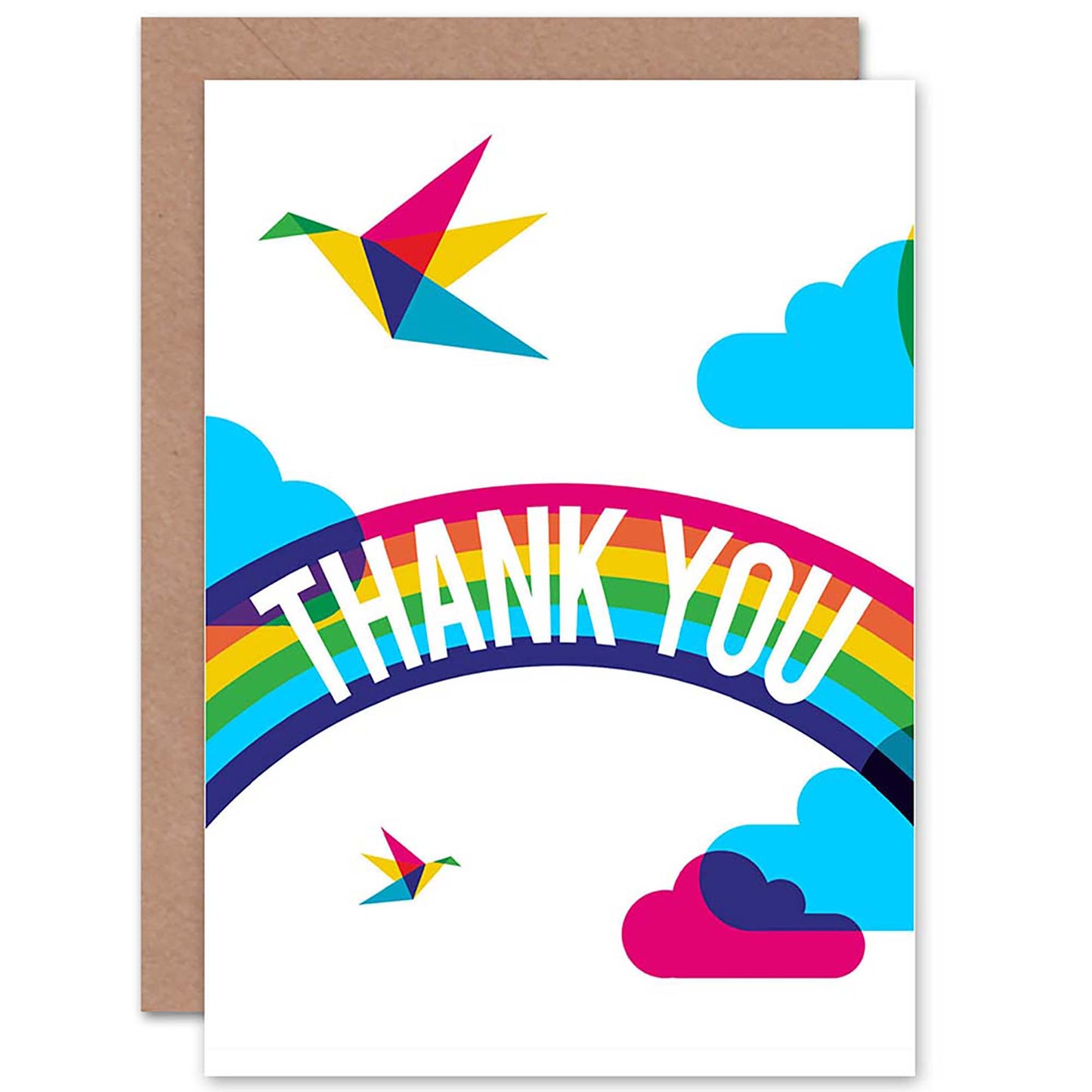 Rainbow Origami Birds Thank You Card