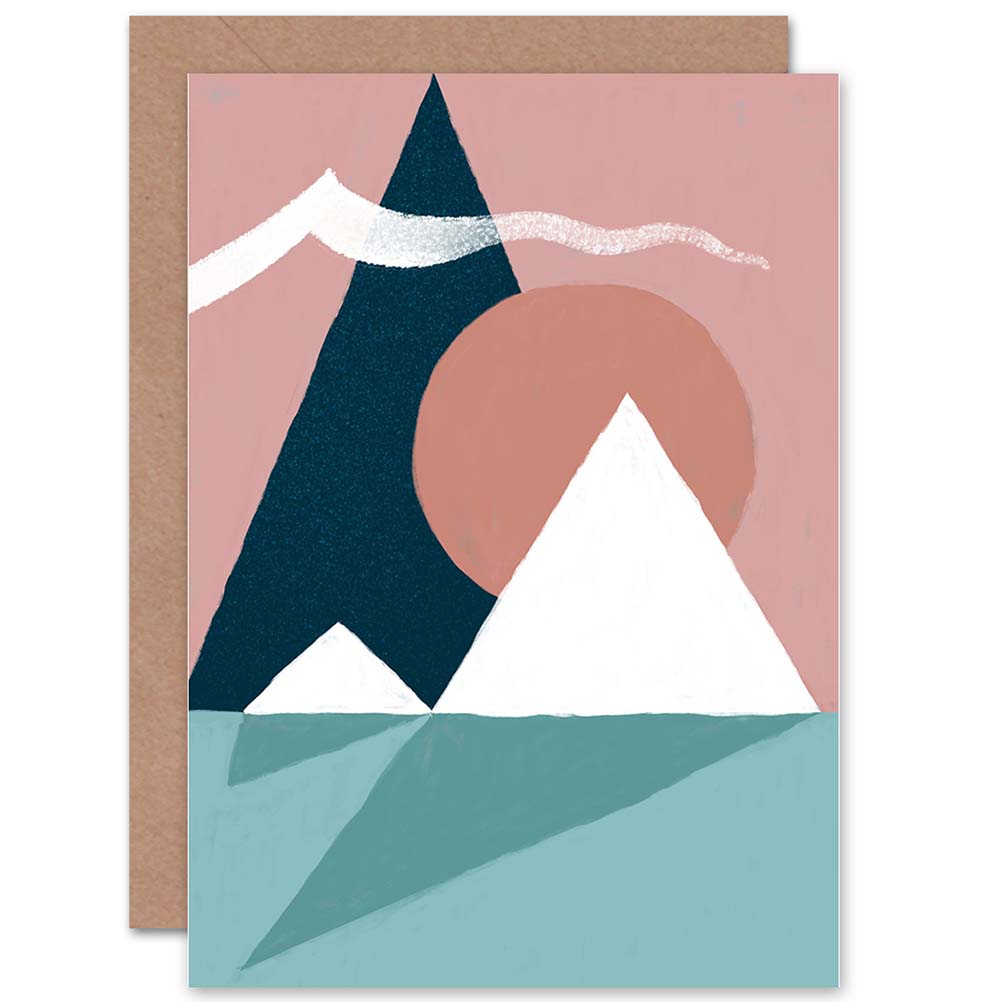 Abstract Minimalist Mountains Greetings Card