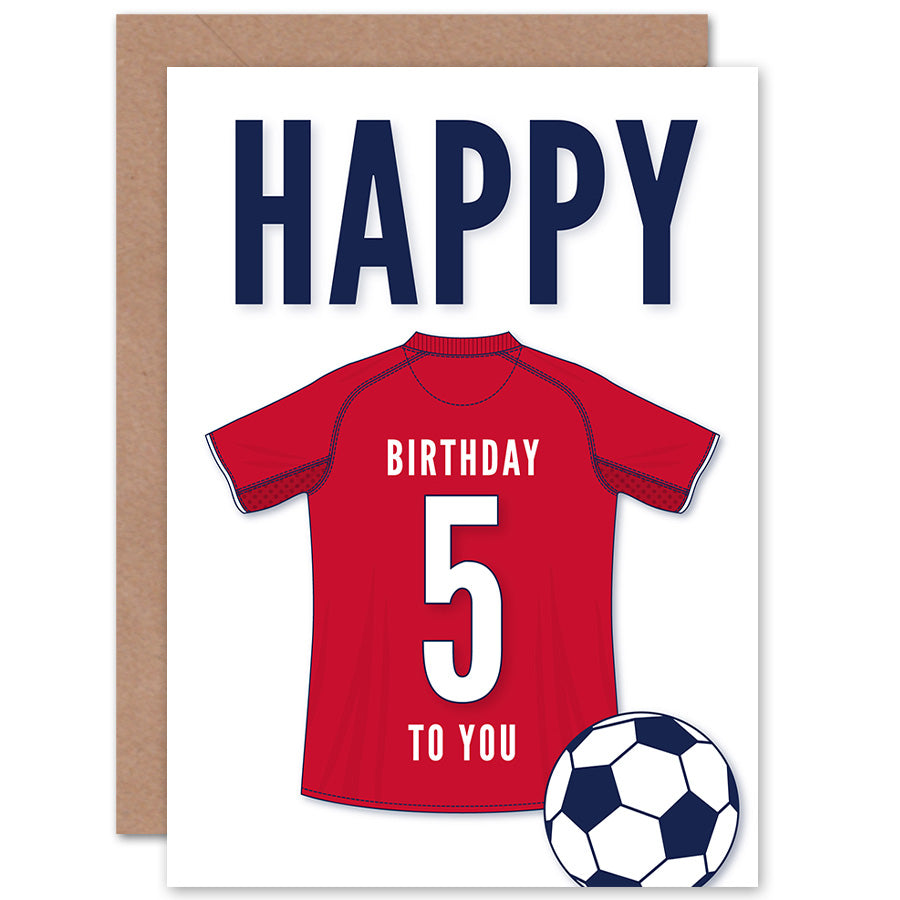Dark Red Football Strip Kit Jersey Age Birthday Card
