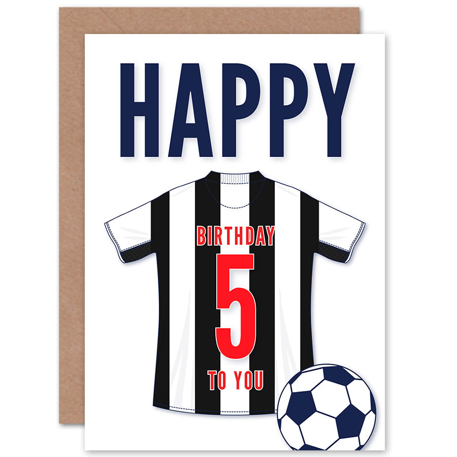 Black White Football Strip Kit Jersey Age Birthday Card