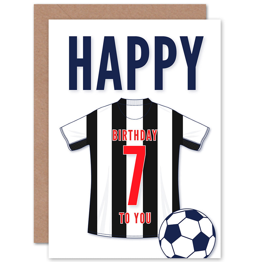 Black White Football Strip Kit Jersey Age Birthday Card
