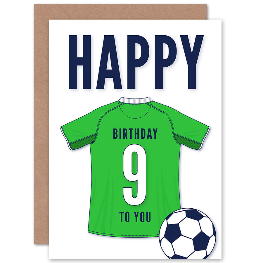 Green Football Strip Kit Jersey Age Birthday Card