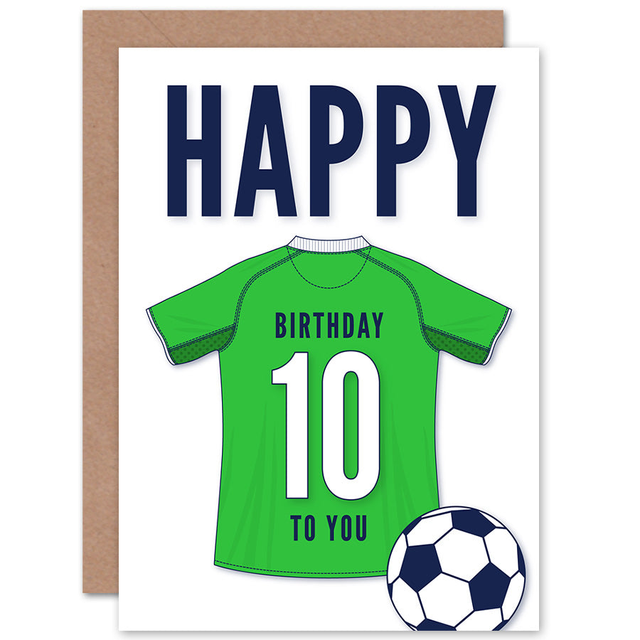 Green Football Strip Kit Jersey Age Birthday Card