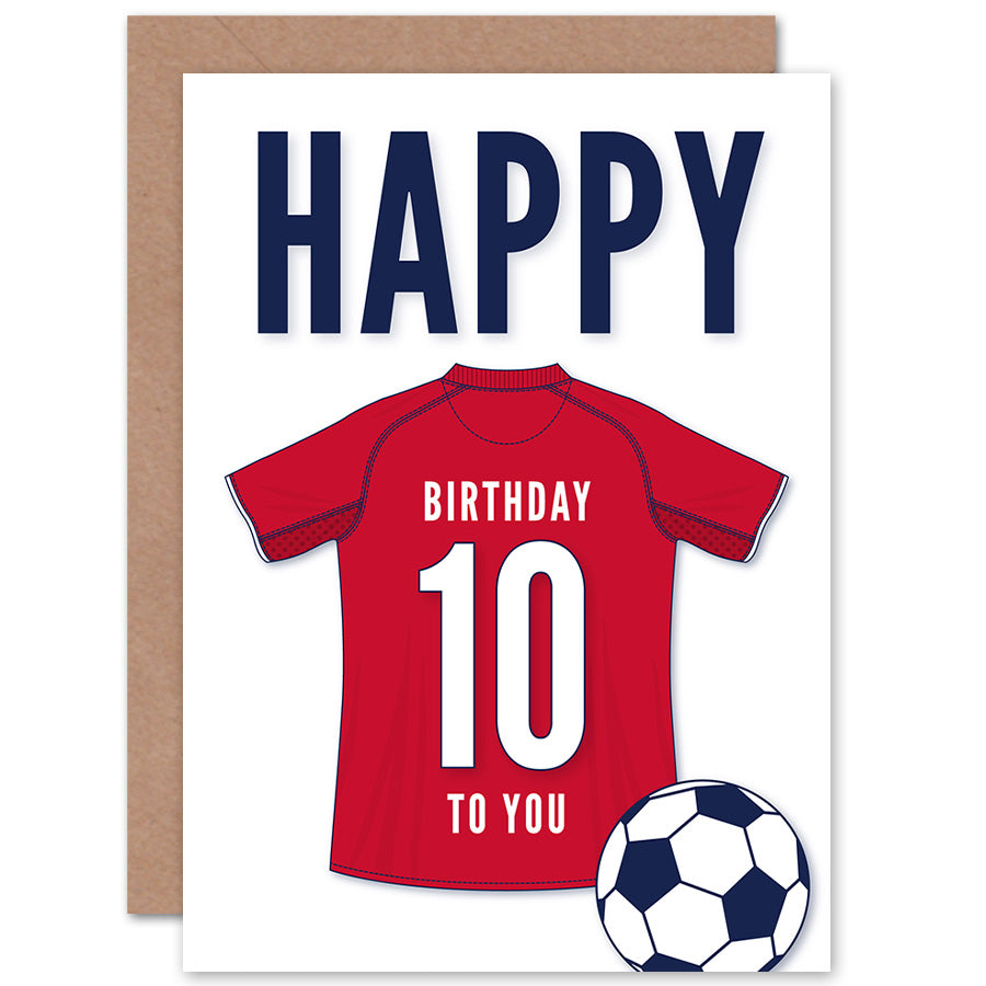 Dark Red Football Strip Kit Jersey Age Birthday Card