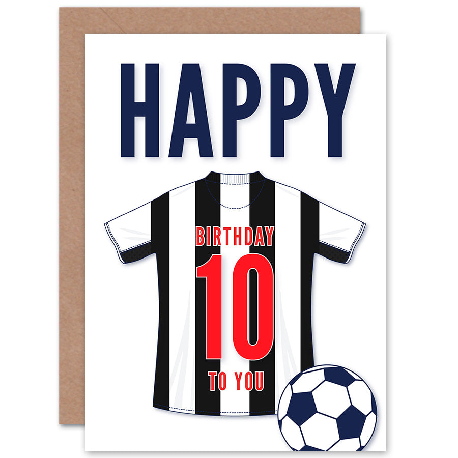 Black White Football Strip Kit Jersey Age Birthday Card