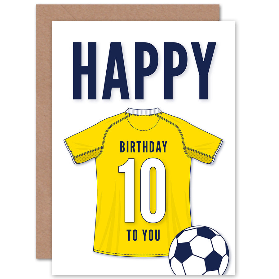 Yellow Football Strip Kit Jersey Age Birthday Card
