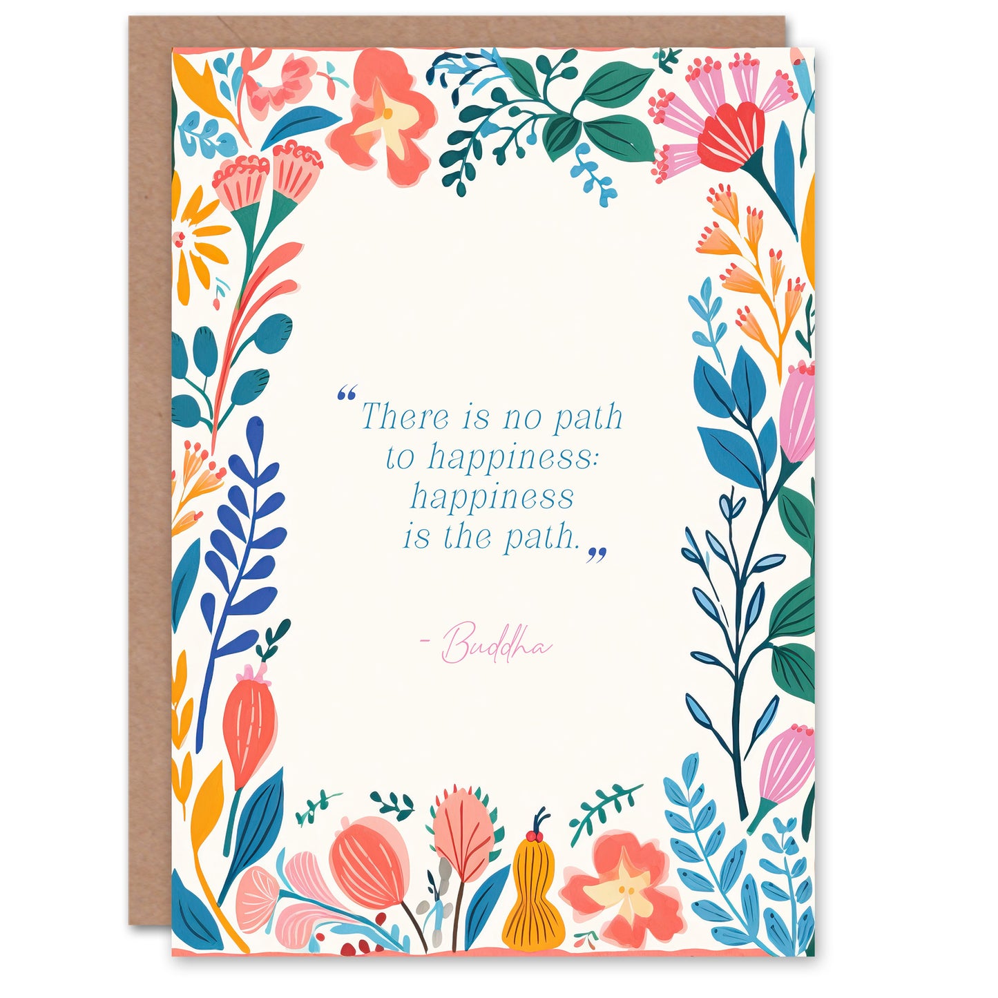 Floral Buddhist Mindfulness Enlightenment Quote Spiritual Birthday Card