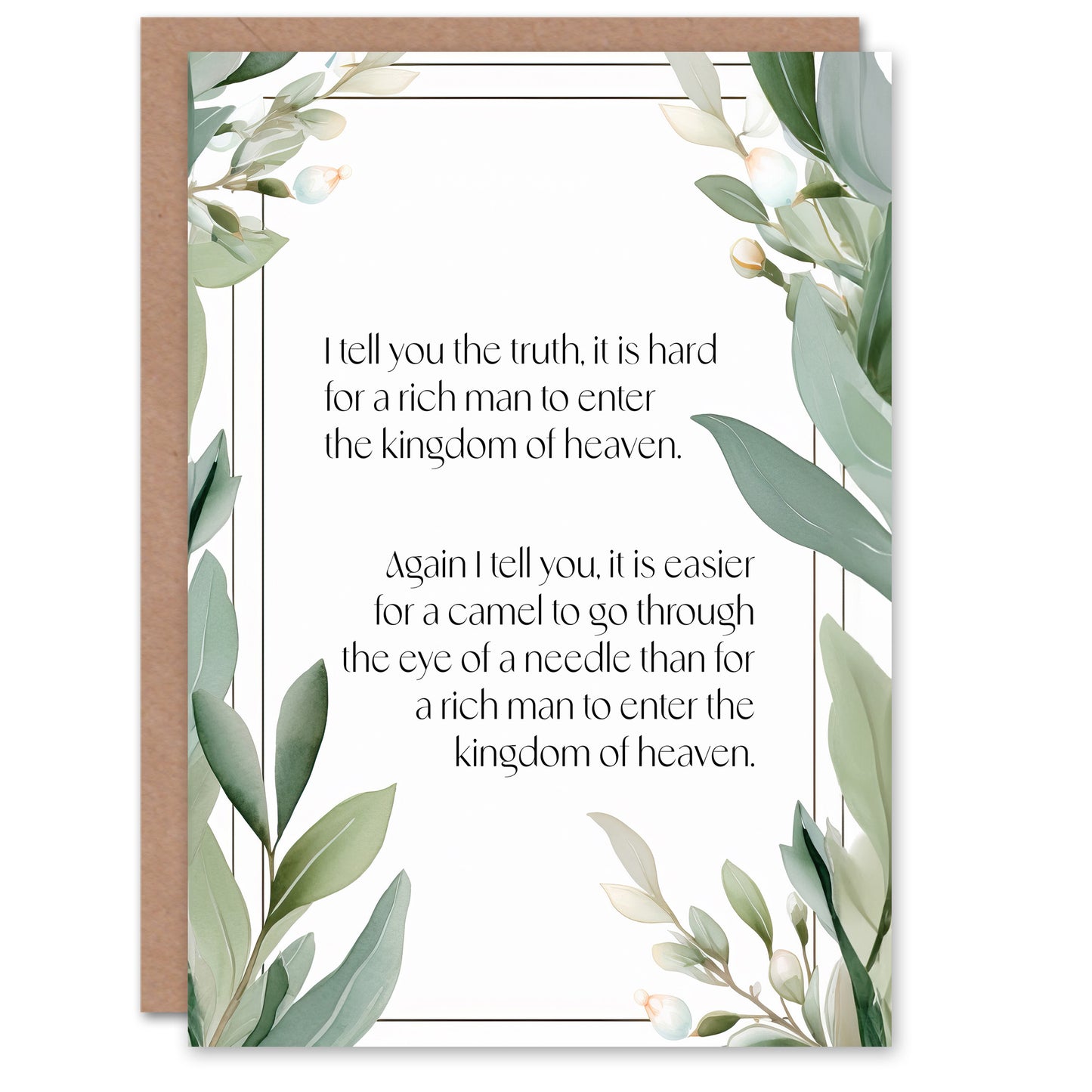 Green Floral Christian Bible Quote Faith Religious Birthday Card