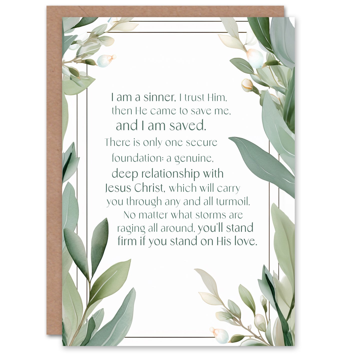 Green Floral Christian Bible Quote Faith Religious Birthday Card