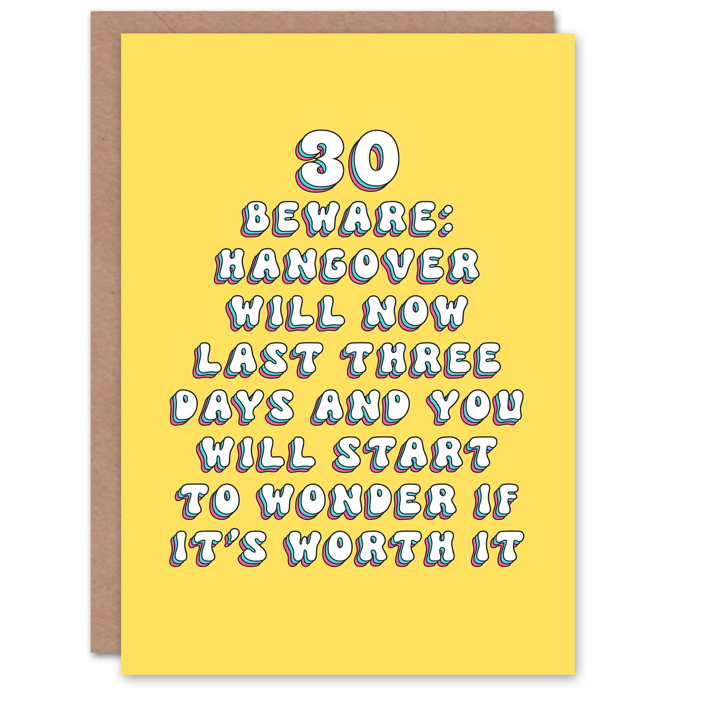 30th Hangovers Now Last Three Days Adult Birthday Card