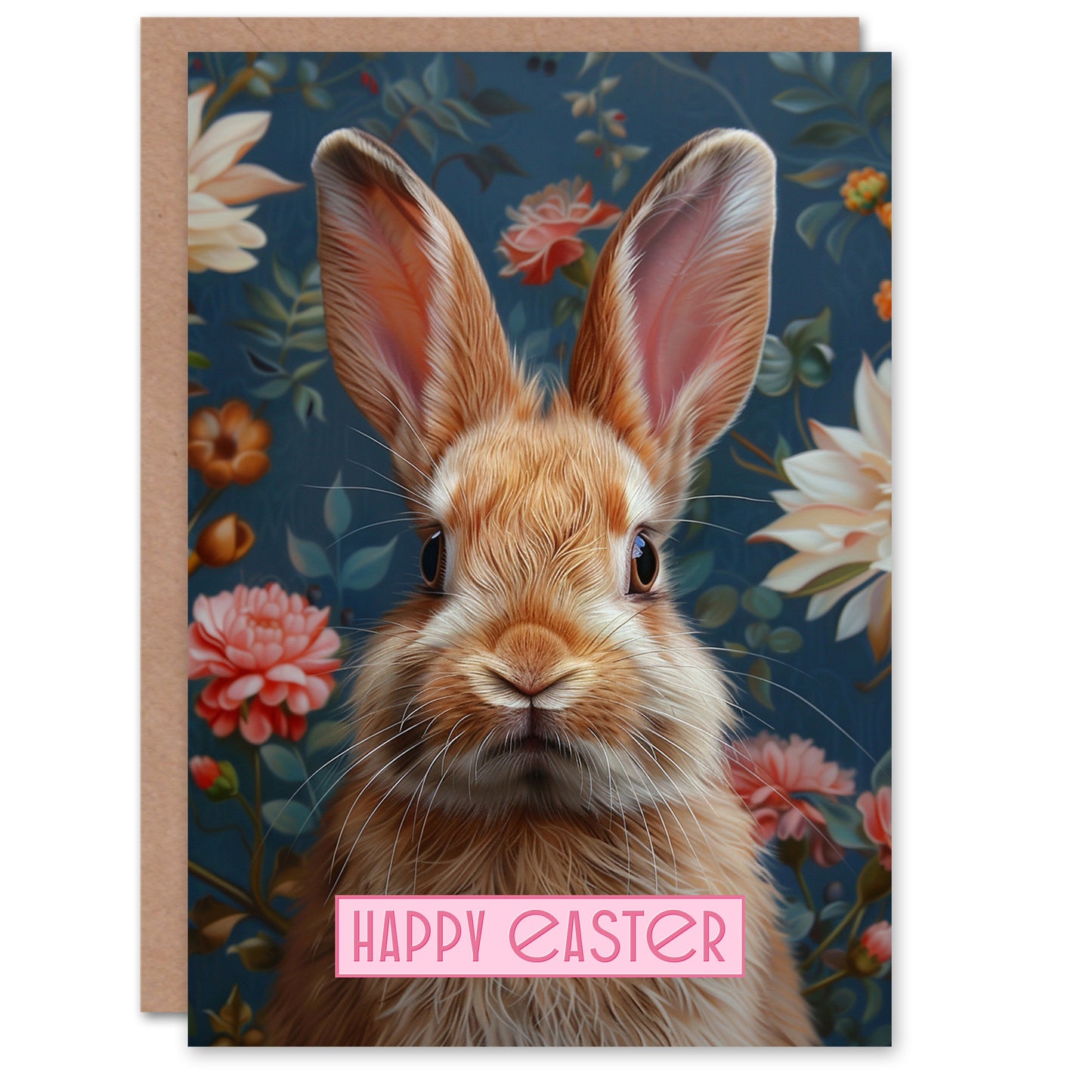 Cute Bunny Floral Pattern Design Rabbit Easter Card