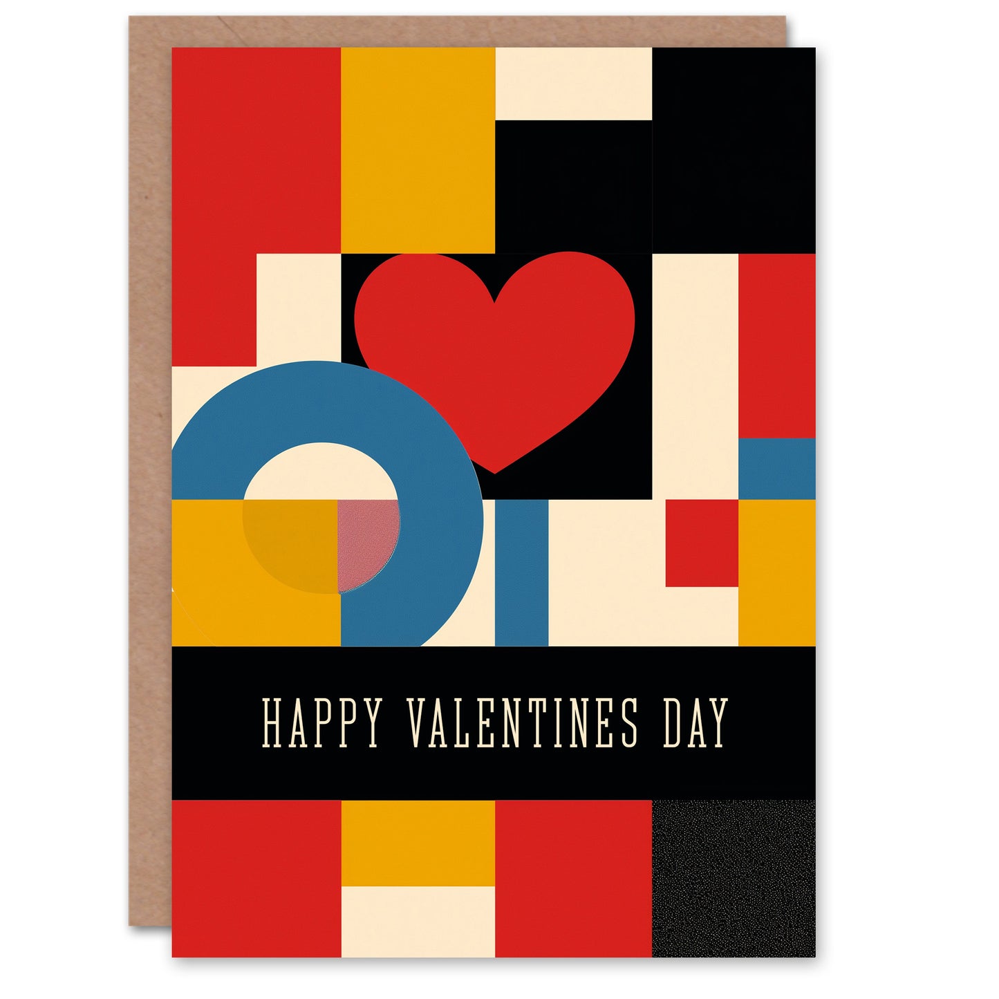 Love Heart Bold Geometric De Stijl Valentines Romantic Card