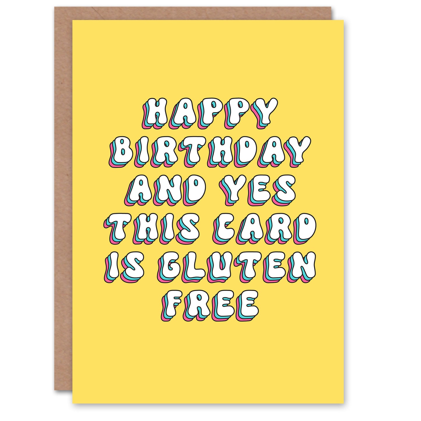 Yes This Card Is Gluten Free Funny Retro Yellow Greeting Card