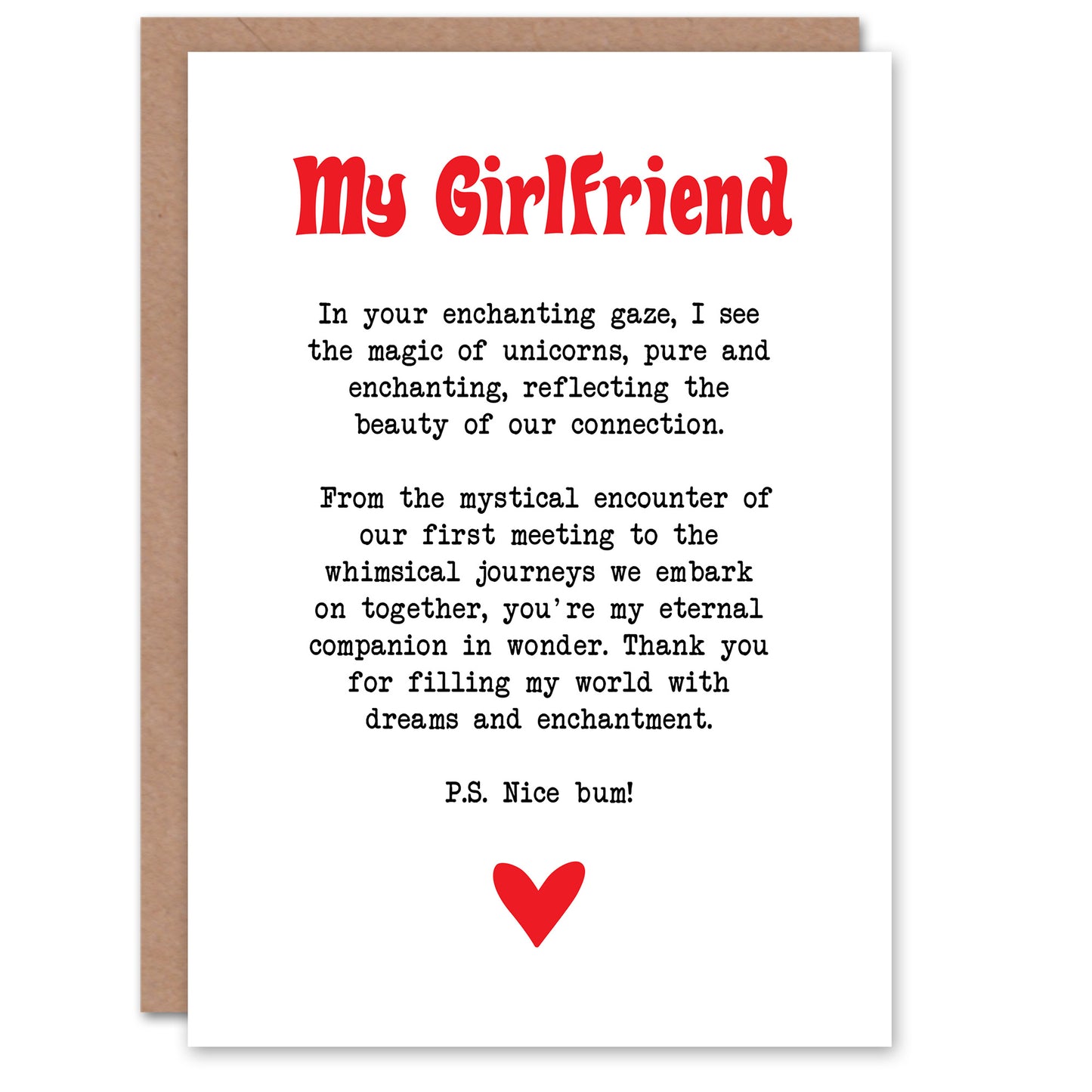 Love Poem My Girlfriend Unicorn Magic Poetry Romantic Card