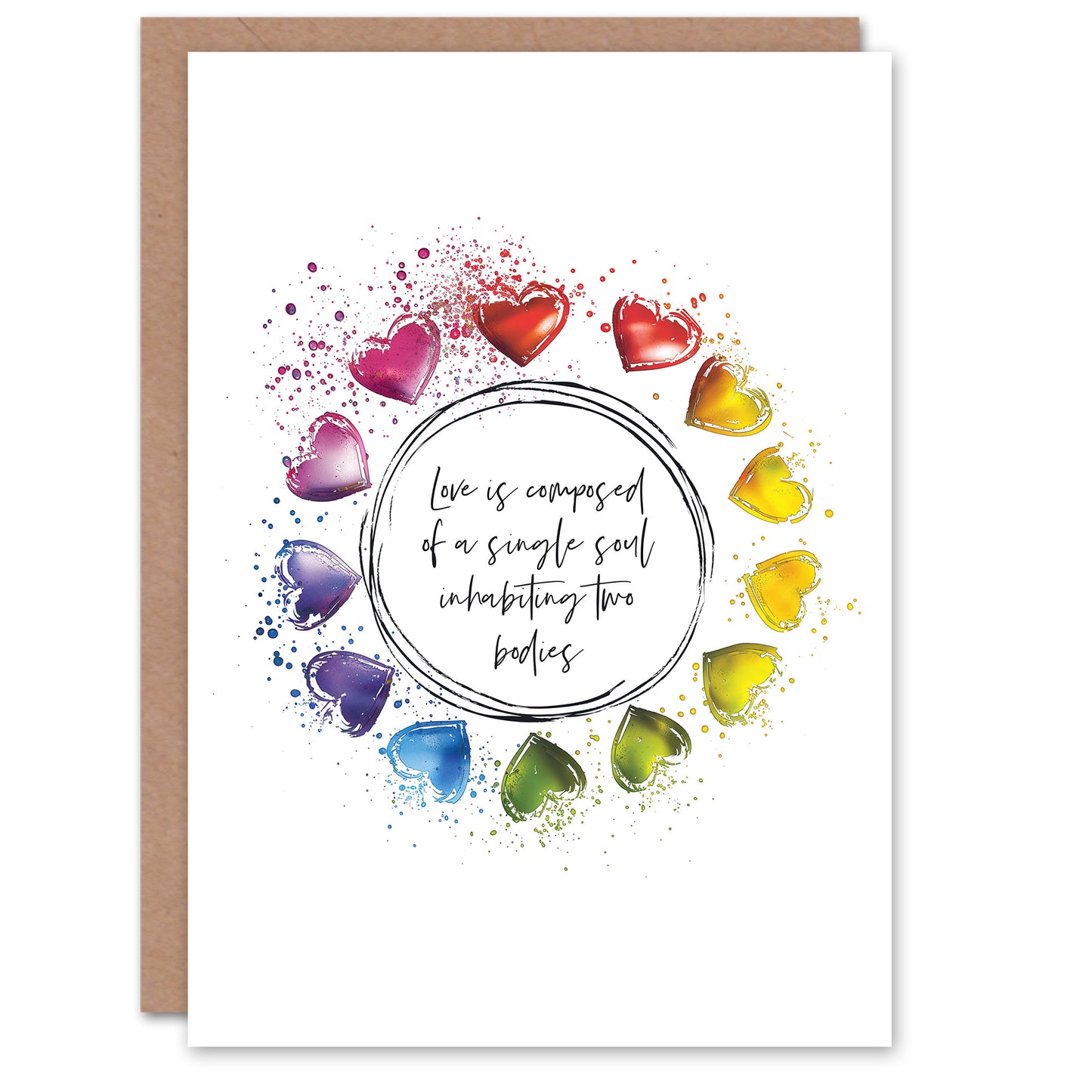 Marriage Poem Single Soul Two Bodies Aristotle Rainbow Wedding Card