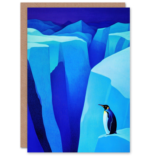 Lone King Penguin Antarctic Ice Glacier Christmas Card