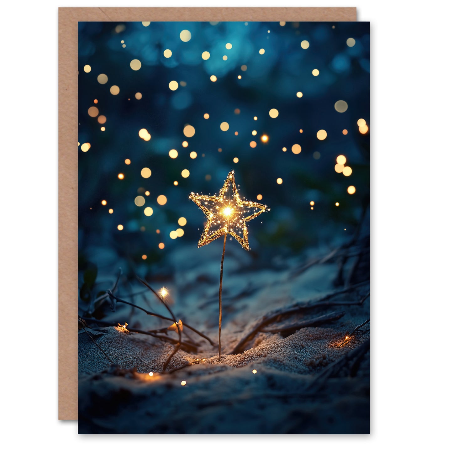 Bright Star Sparkler On Sand Magical Dreamy Greeting Card