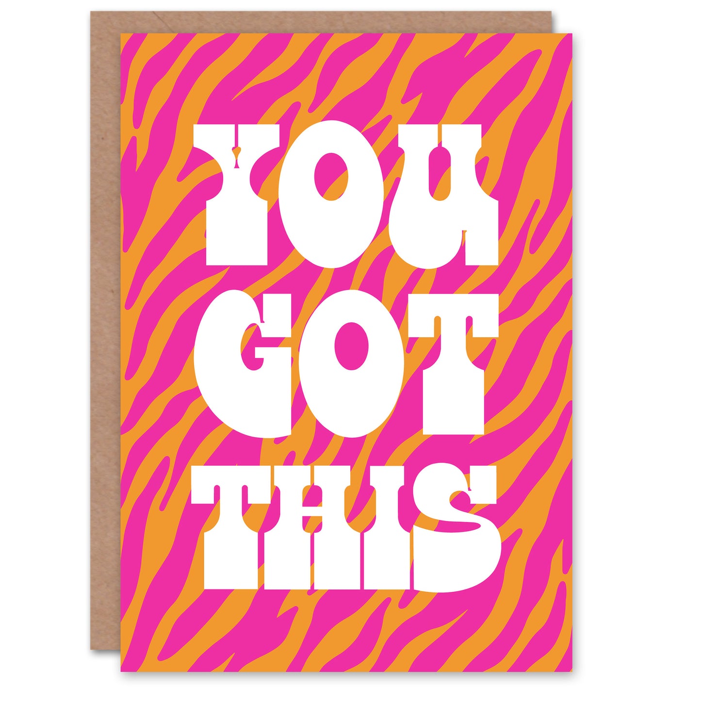 Good Luck Card You Got This Hot Pink Orange Zebra Stripe Pattern