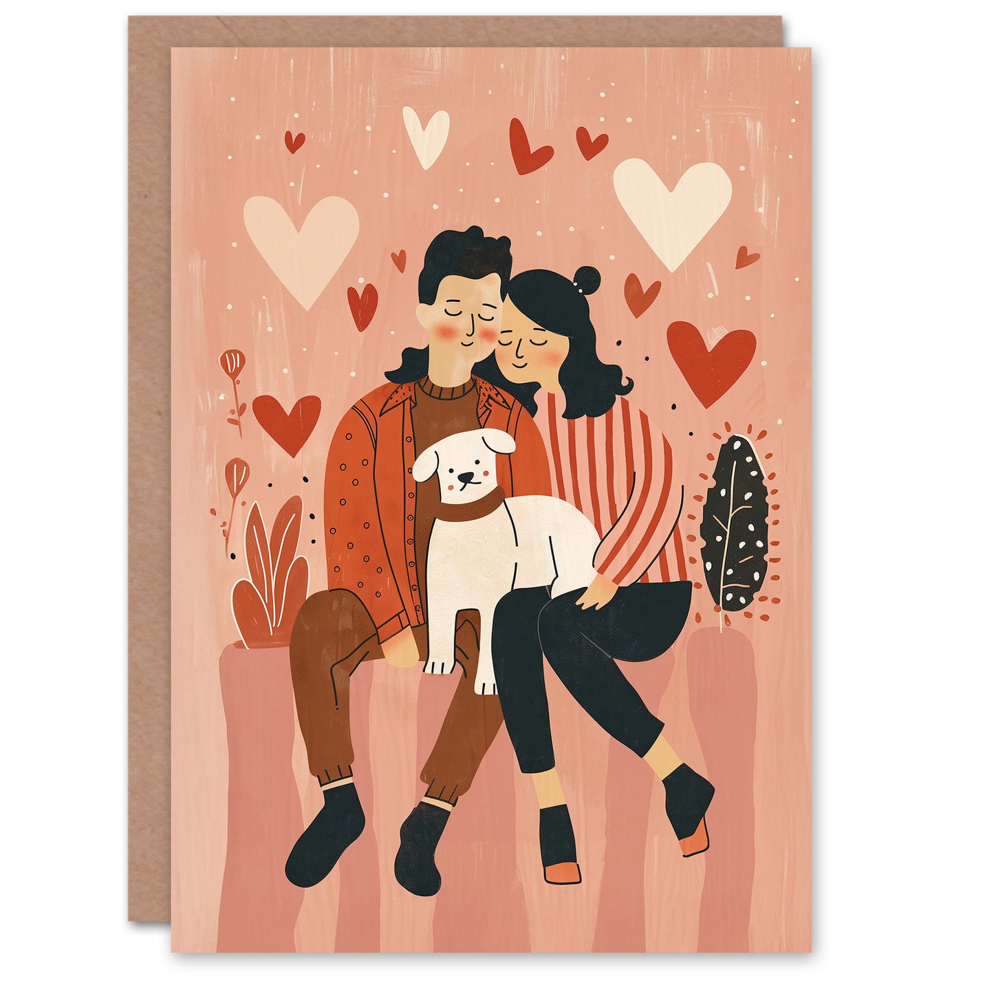 In Love Cute Lgbtq Couple With Pet Puppy Dog Valentine's Day Card
