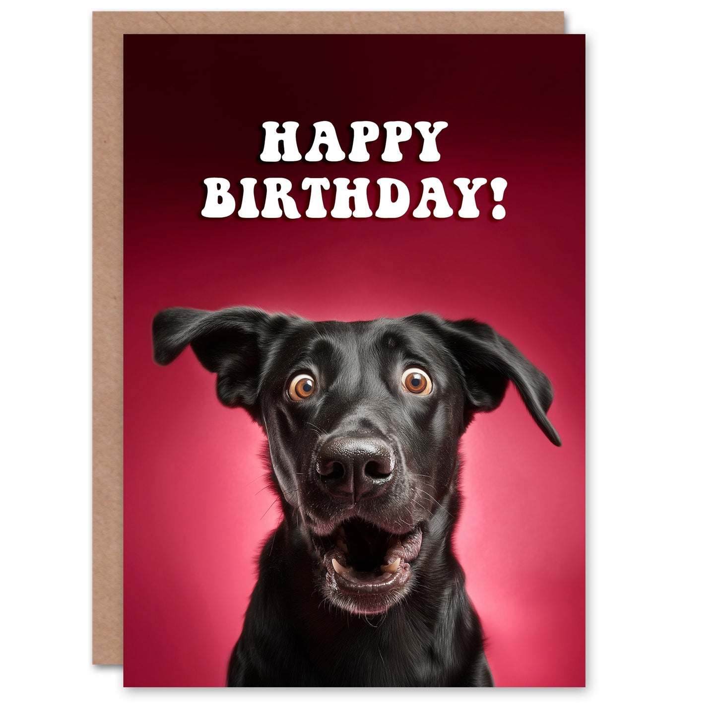 Excited Black Labrador Retriever Dog Pet Photo Birthday Card