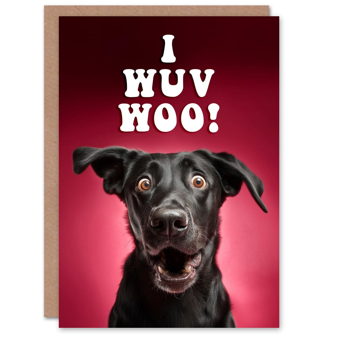 Wuv Woo Happy Black Labrador Retriever Dog Love Valentine's Day Card
