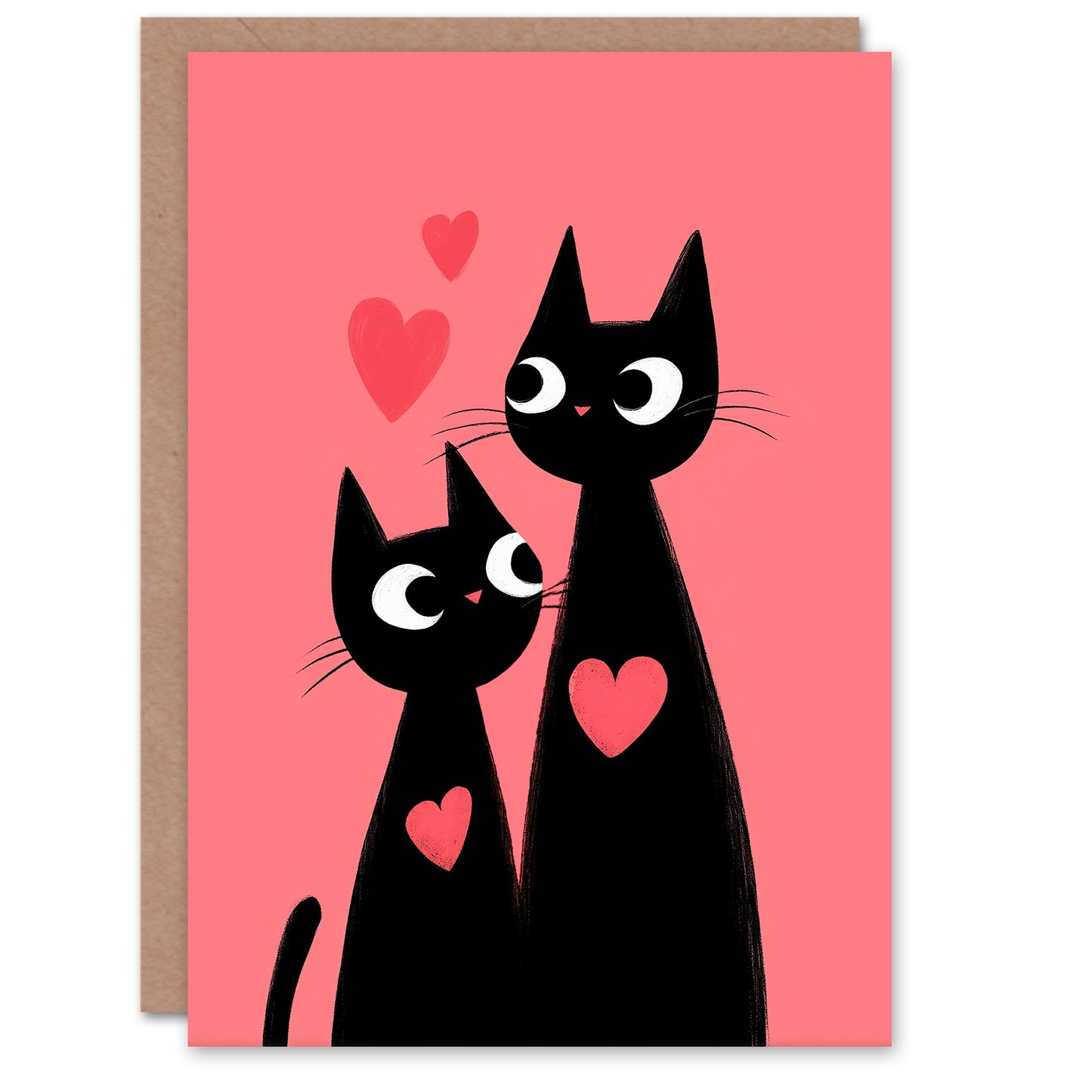 Black Cat Lover Kittens In Love Simple Modern Valentine's Day Card