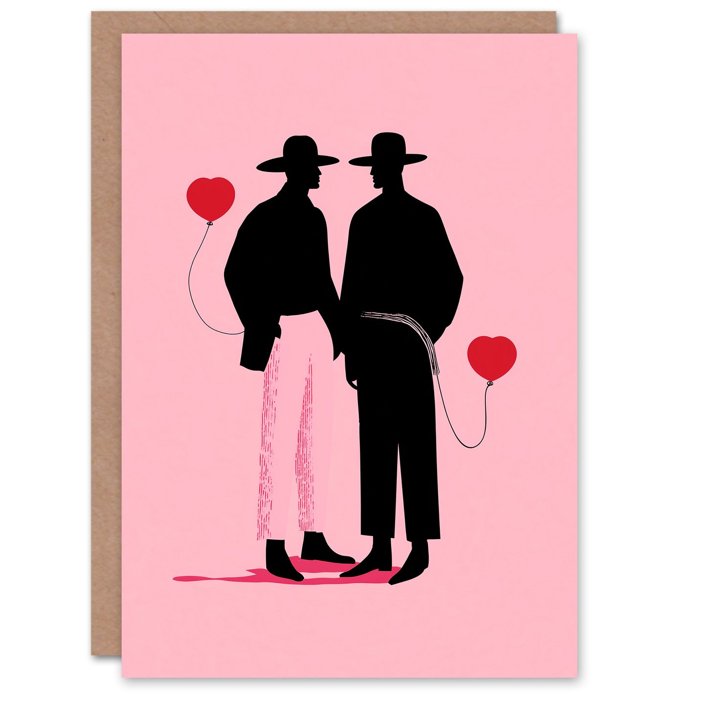 Cowboy Silhouettes with Love Heart Balloons Valentine's Day Card