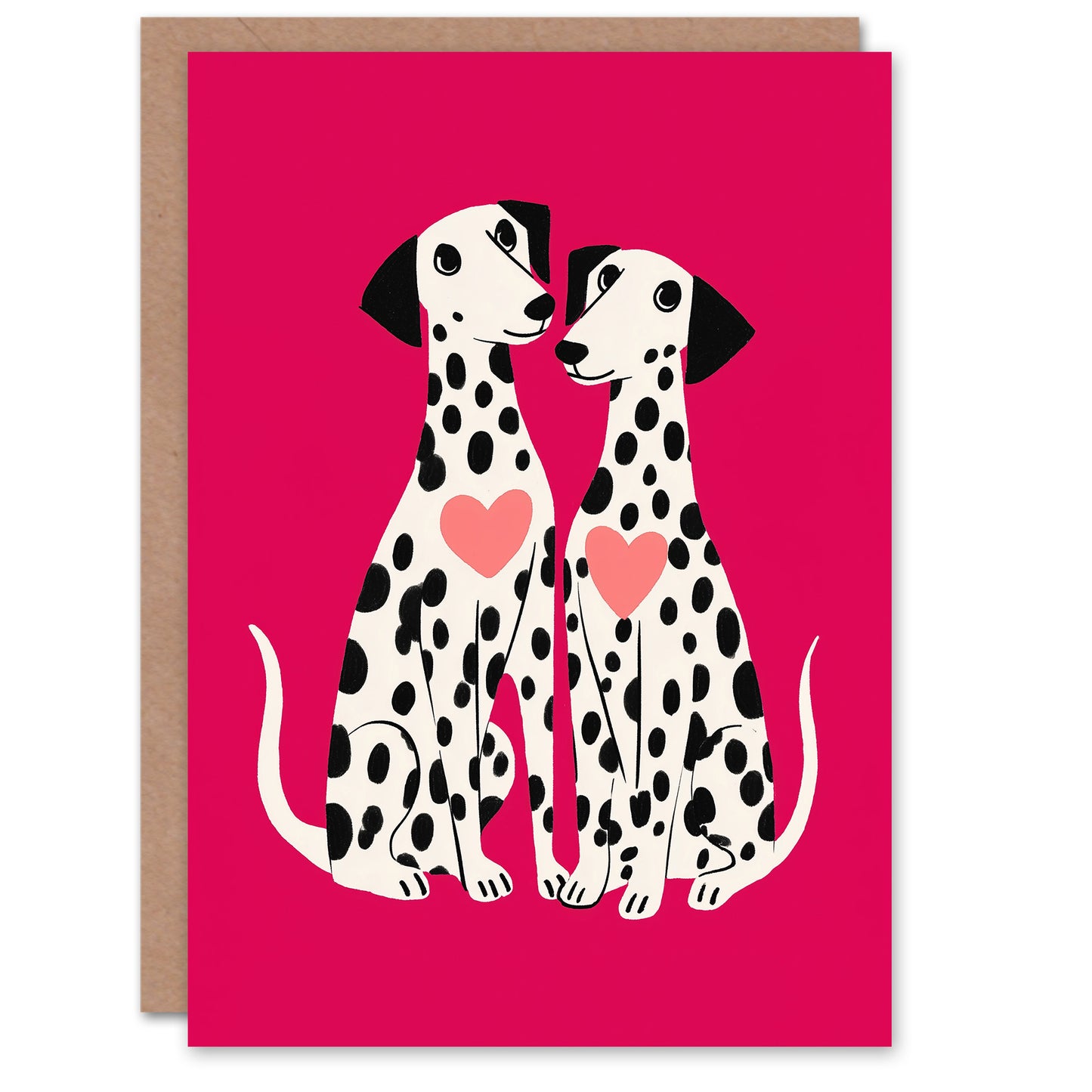 Dalmatian Dogs Animals in Love Cute Illustration Valentine's Day Card