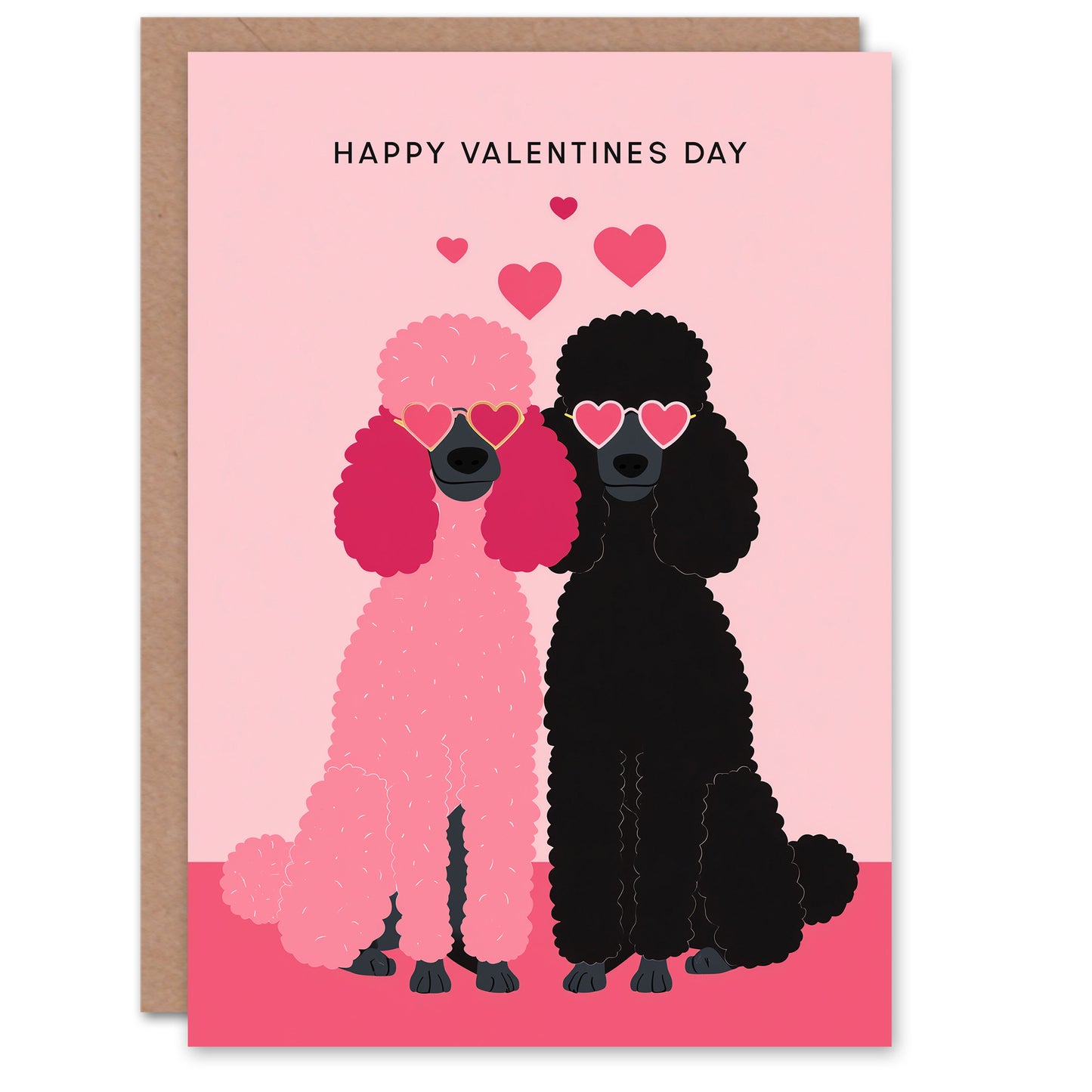 Poodles With Love Heart Sunglasses Fun Modern Valentine's Day Card