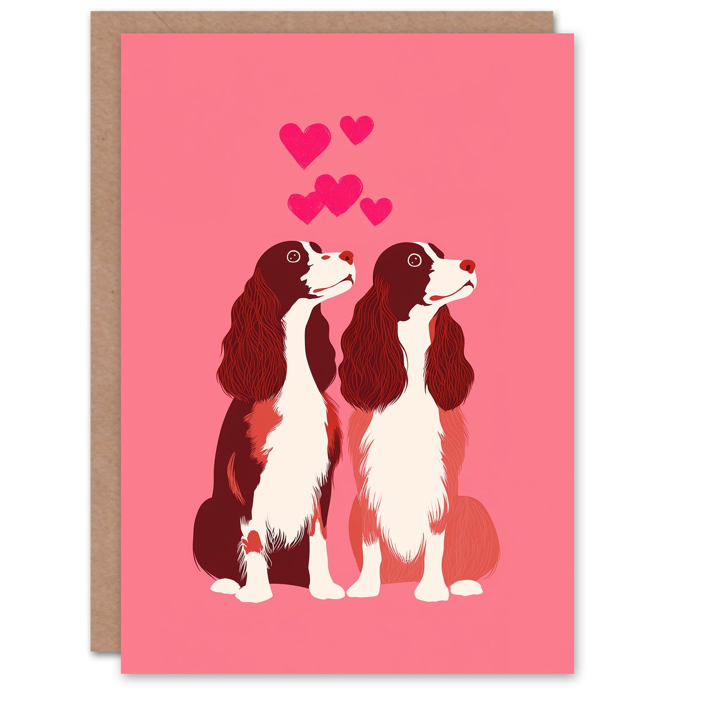 Cocker Spaniel Couple Dog Lover Modern Illustration Valentine's Day Card