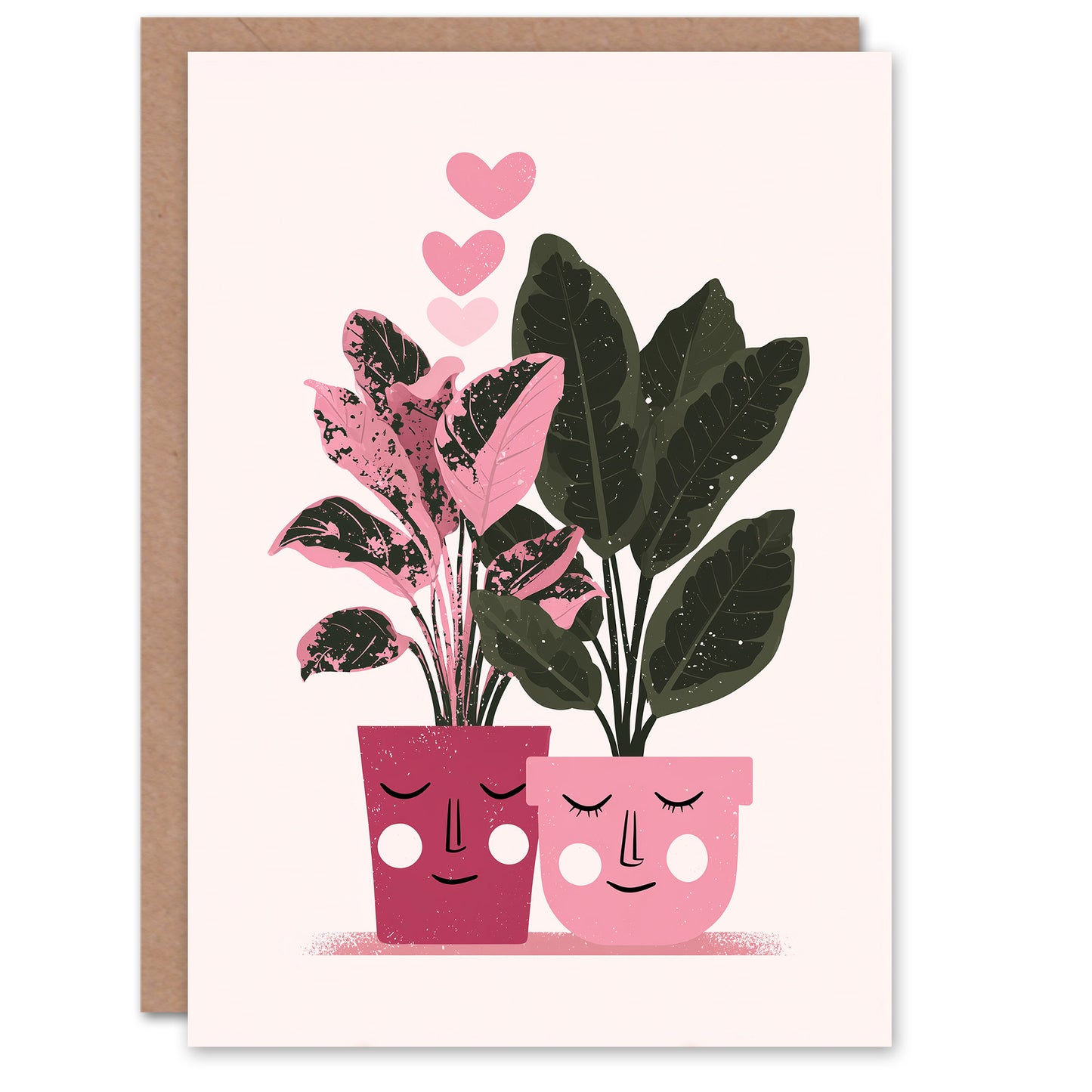 You Make Me Grow Cute Houseplant Pair Plant Lover Valentine's Day Card