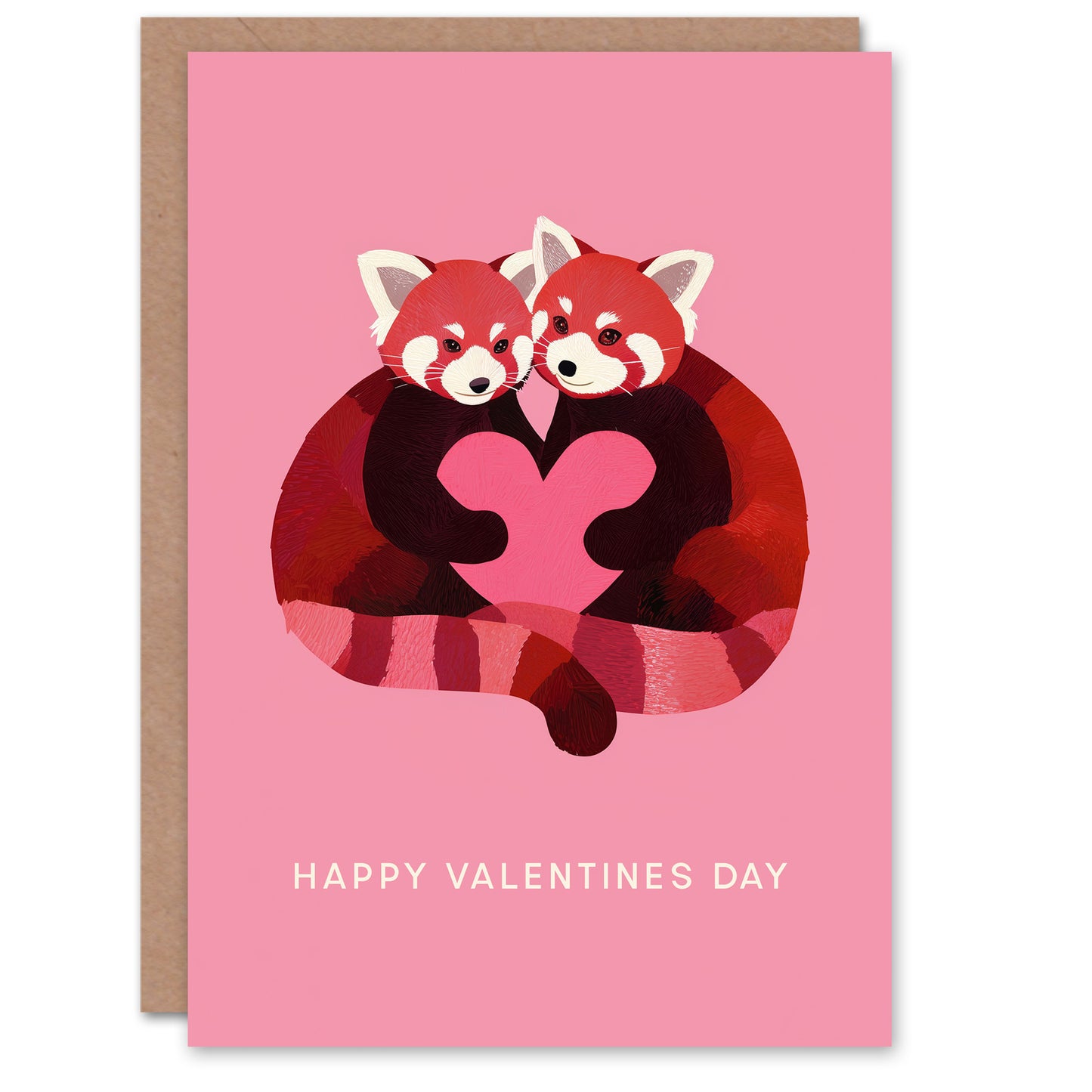 Two Intertwined Red Pandas With A Love Heart Valentine's Day Card