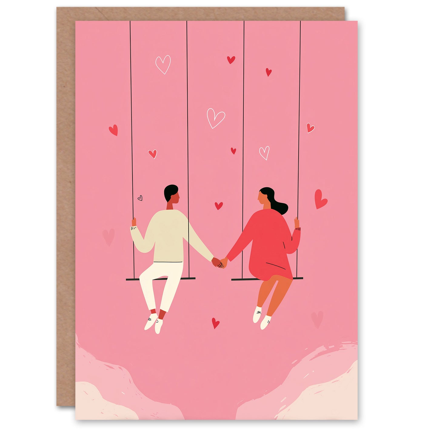 Sky High Together Couple on Swings Holding Hands Valentine's Day Card