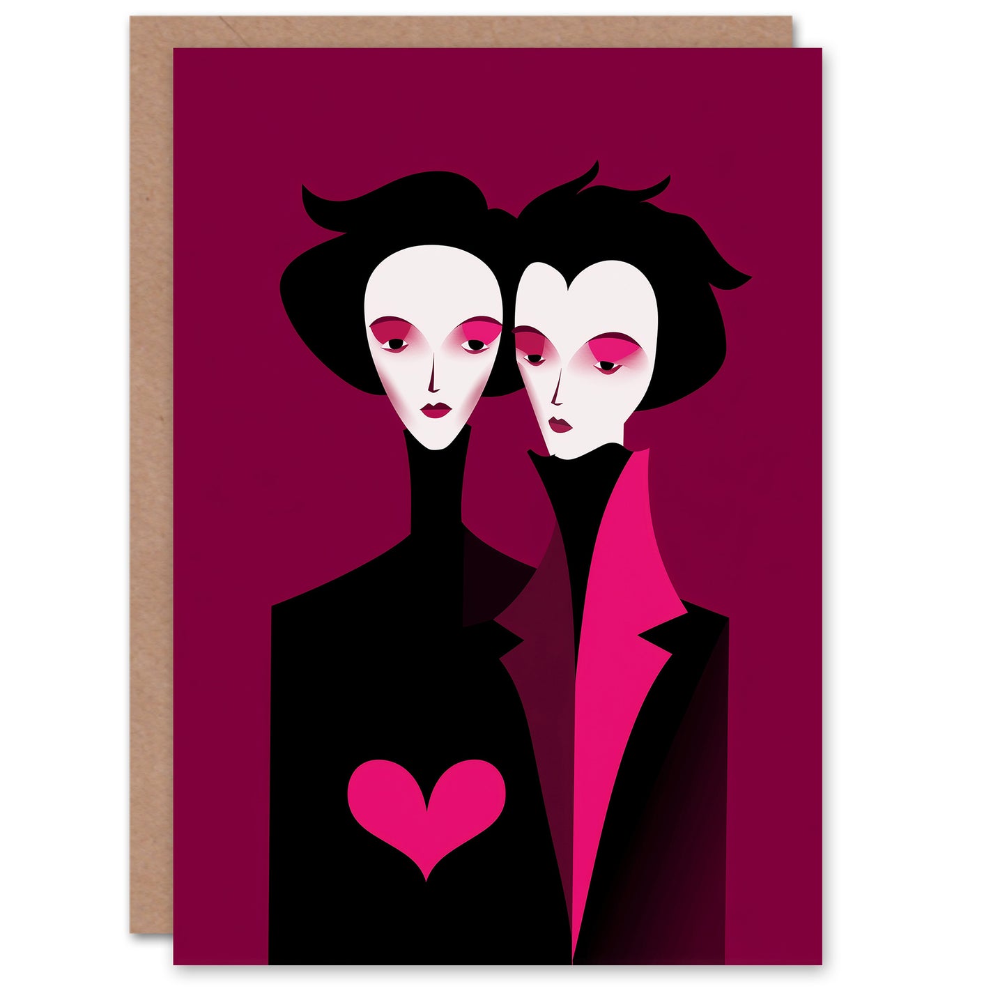 Vampire Couple Purple Black Modern Illustration Valentine's Day Card
