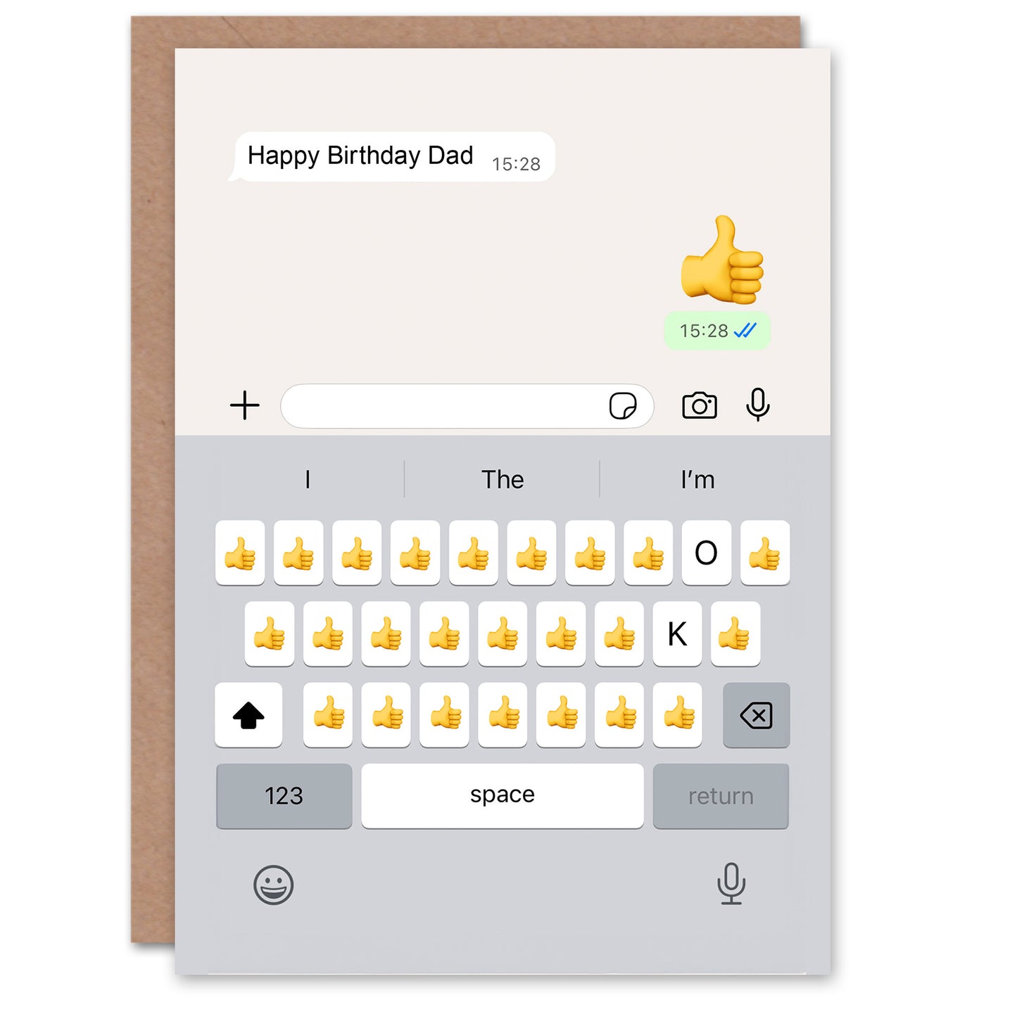 Funny Birthday Card for Dad “Happy Birthday Dad” Text Message Thumbs Up Design