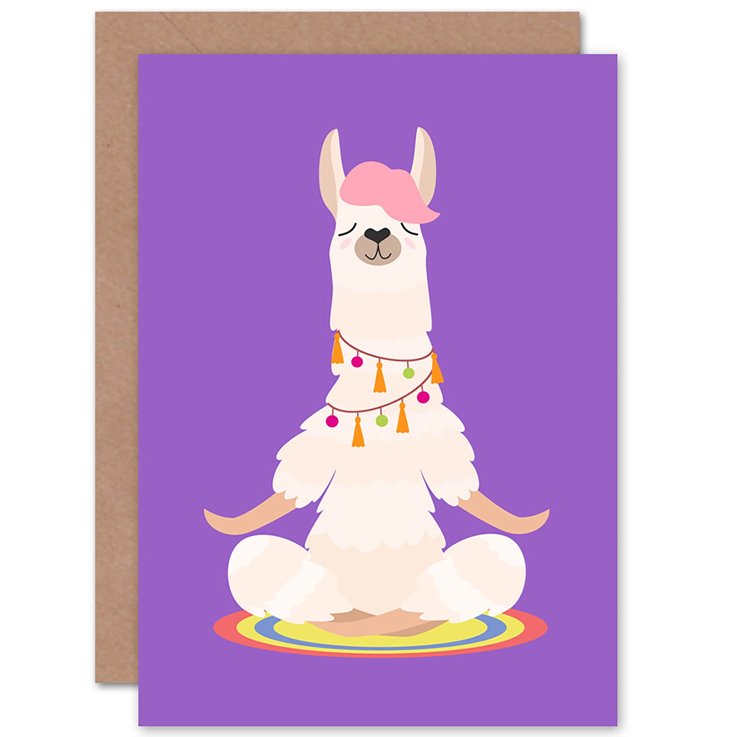 Cute Meditation Llama Kids Birthday Birthday Card