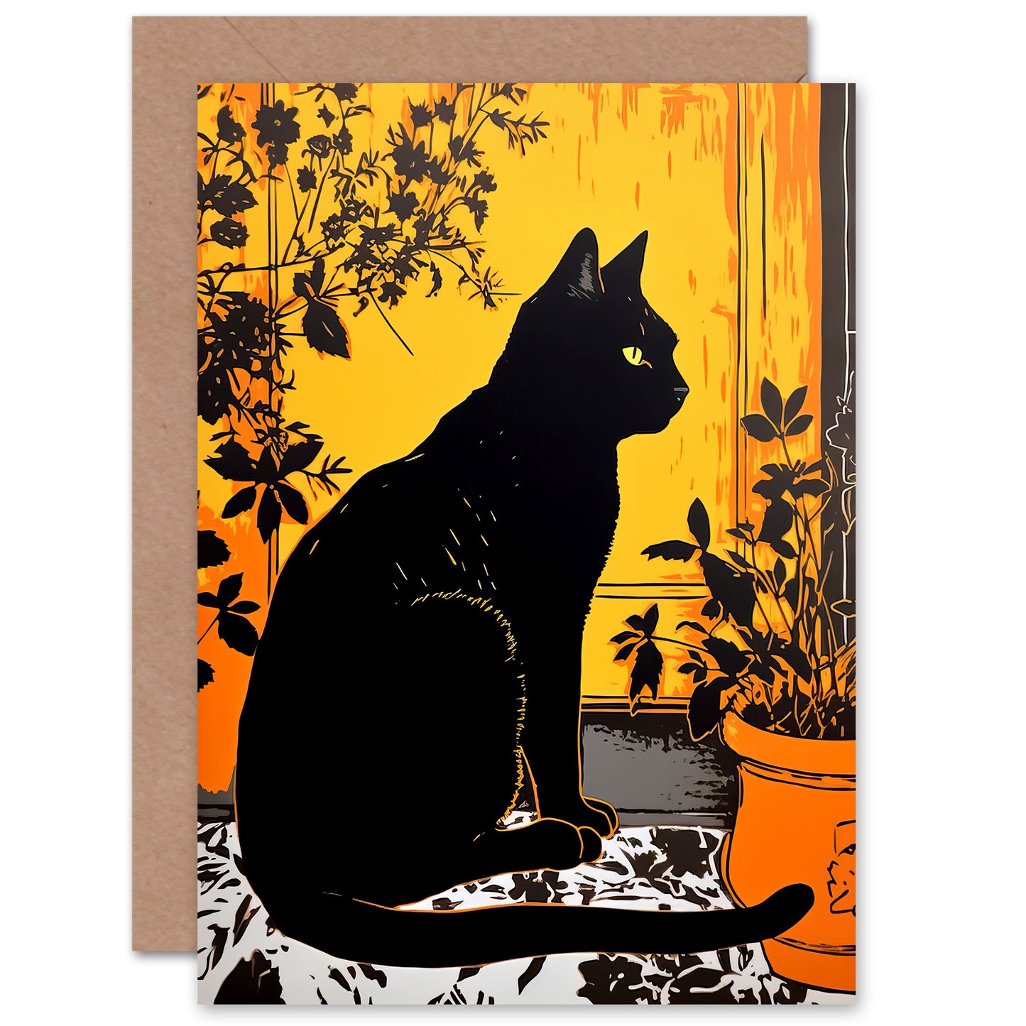 Black Cat In Sunlight Greeting Card
