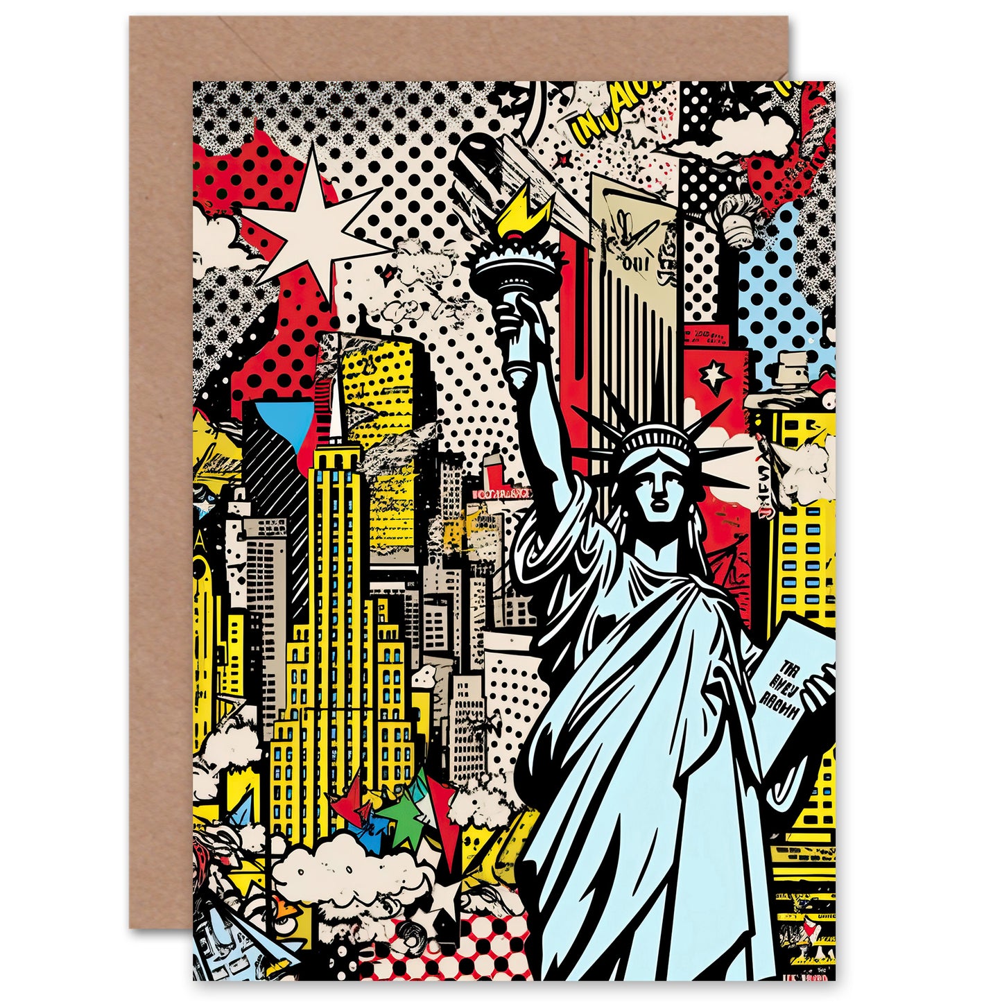 New York City Skyline Pop Art American Dream Art Greeting Card