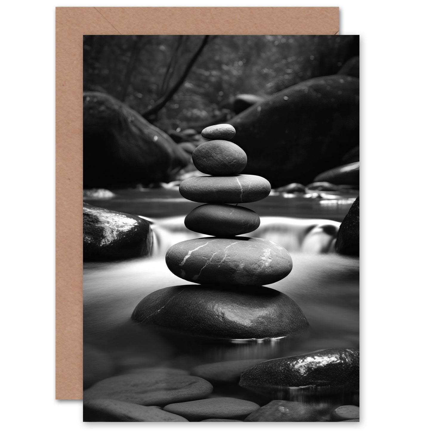 Relax Zen Peace Stone Stack Get Well Card