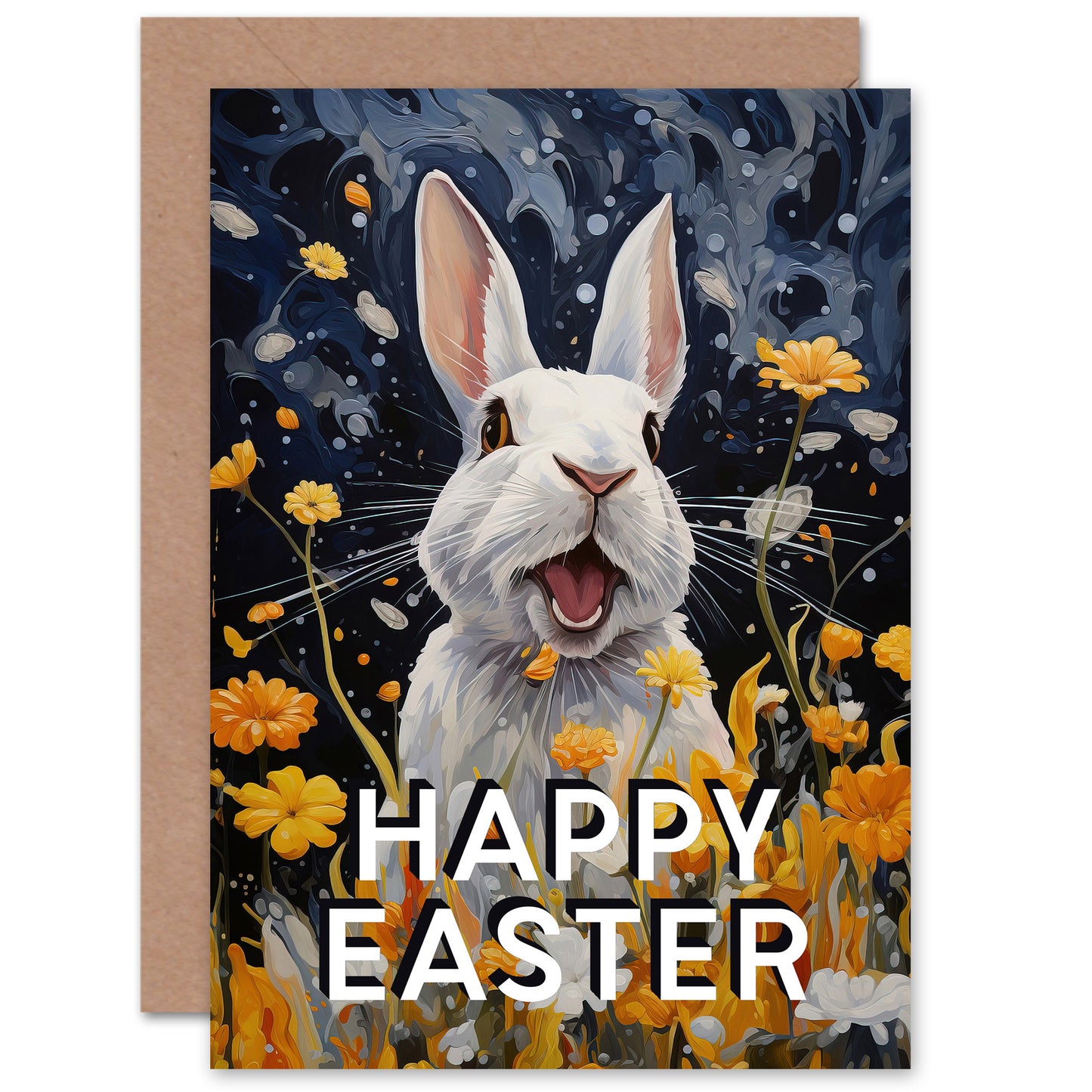 Bunny Daisy Flower Meadow Inside Easter Card