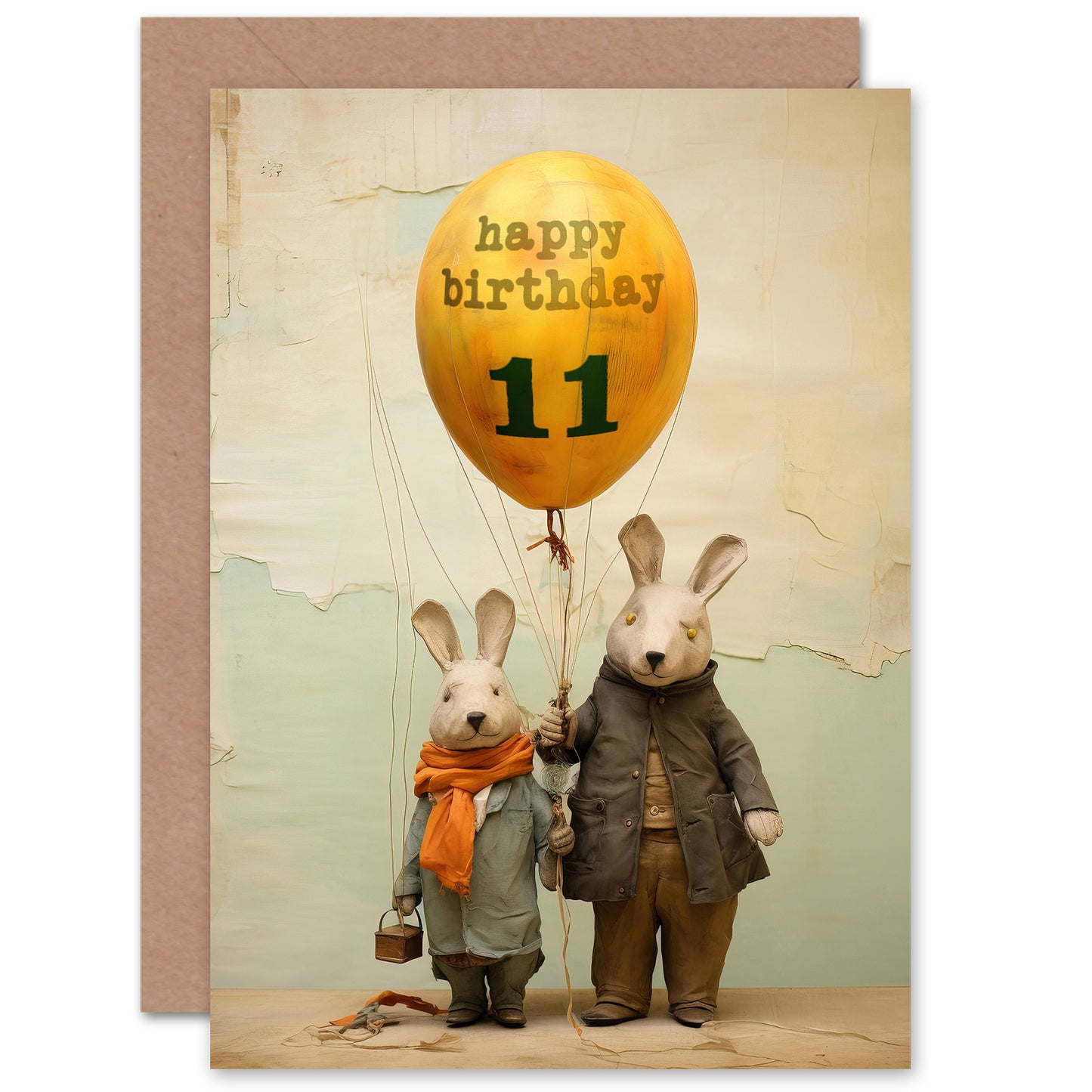 Kids Age 11 Cute Bunny Rabbits Balloon Child Kids Birthday Card