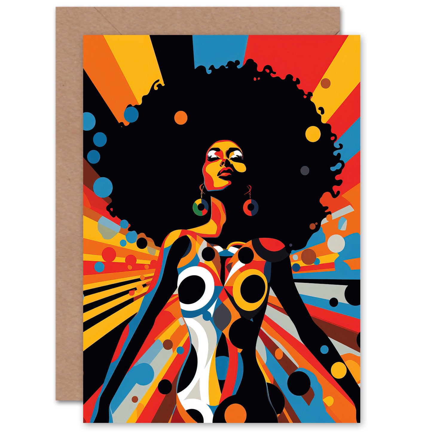 Afro Caribbean Woman Rainbow Modern Matriarch Bold Art Greeting Card