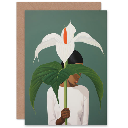 Giant Peace Lily Woman Flower Minimalist Greetings Card