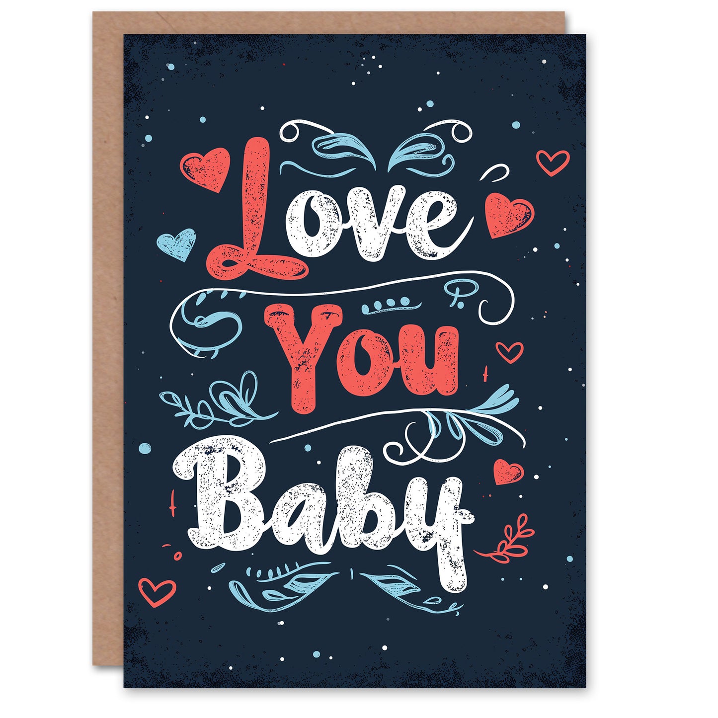 Love You Baby Flower Heart Design Romantic Card
