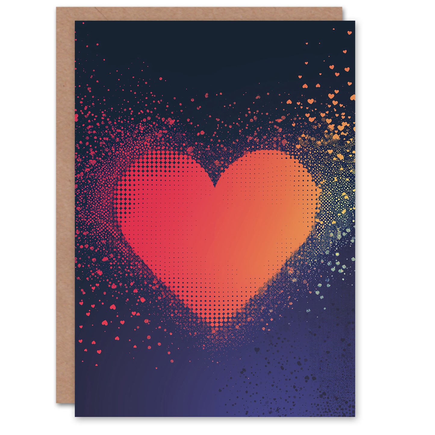 Modern Pixel Love Heart No Message Simple Romantic Card