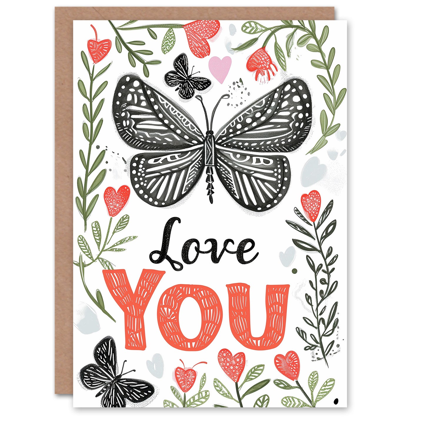 Butterfly Summer Love You Letterpress Romantic Card