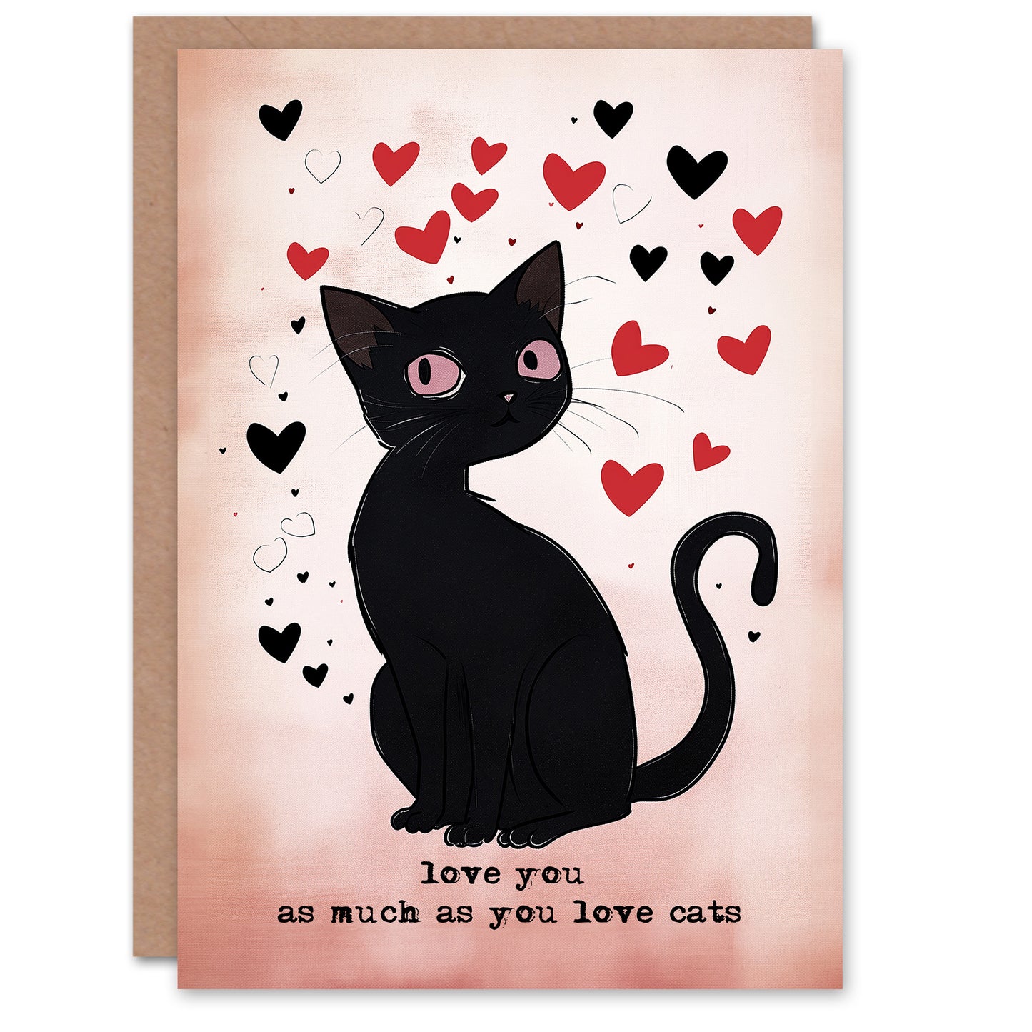 Love You Cat Lover Hearts Romantic Card
